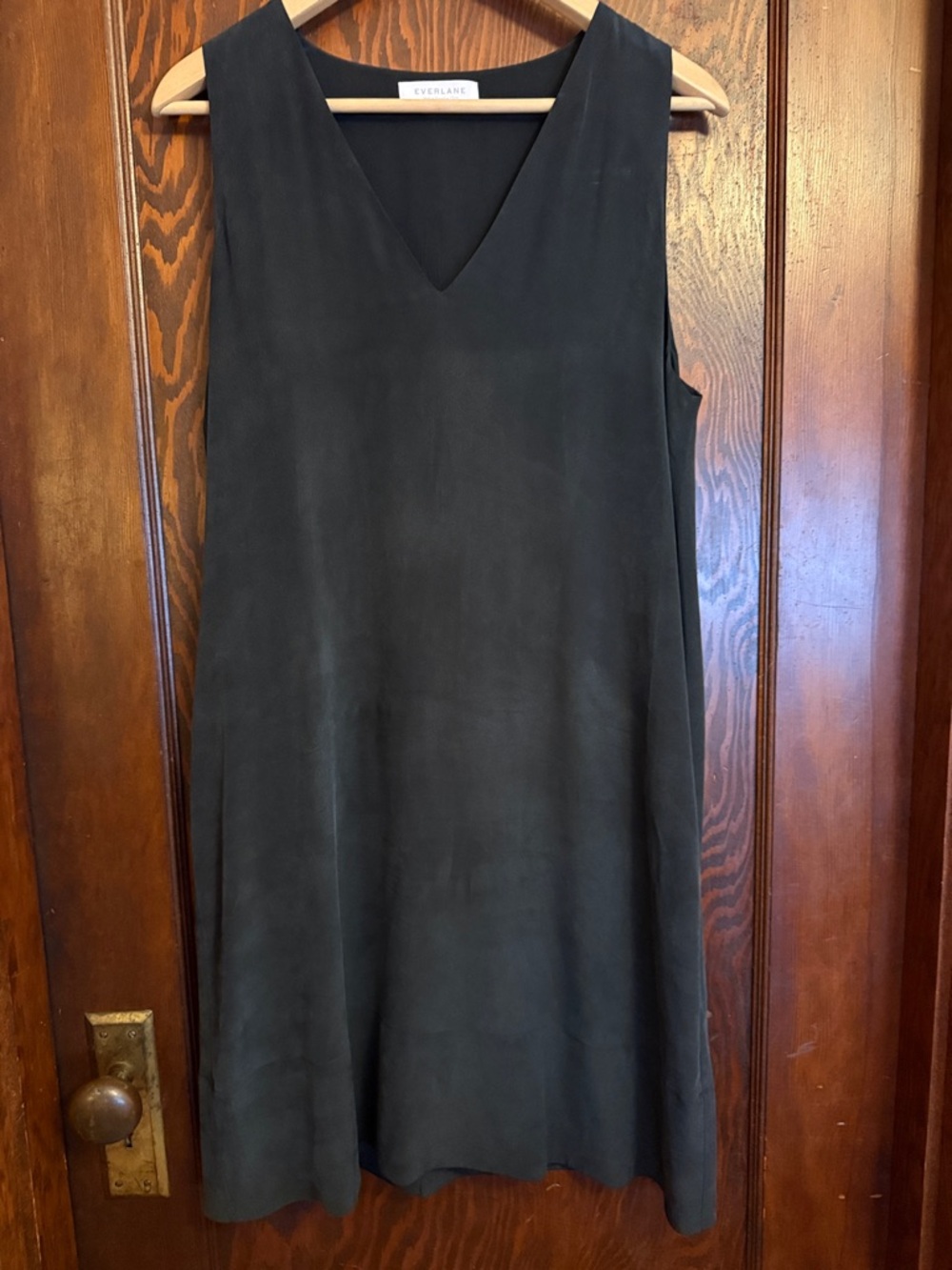 Everlane The Double-Lined Silk V-Neck Dress, Black, size 10